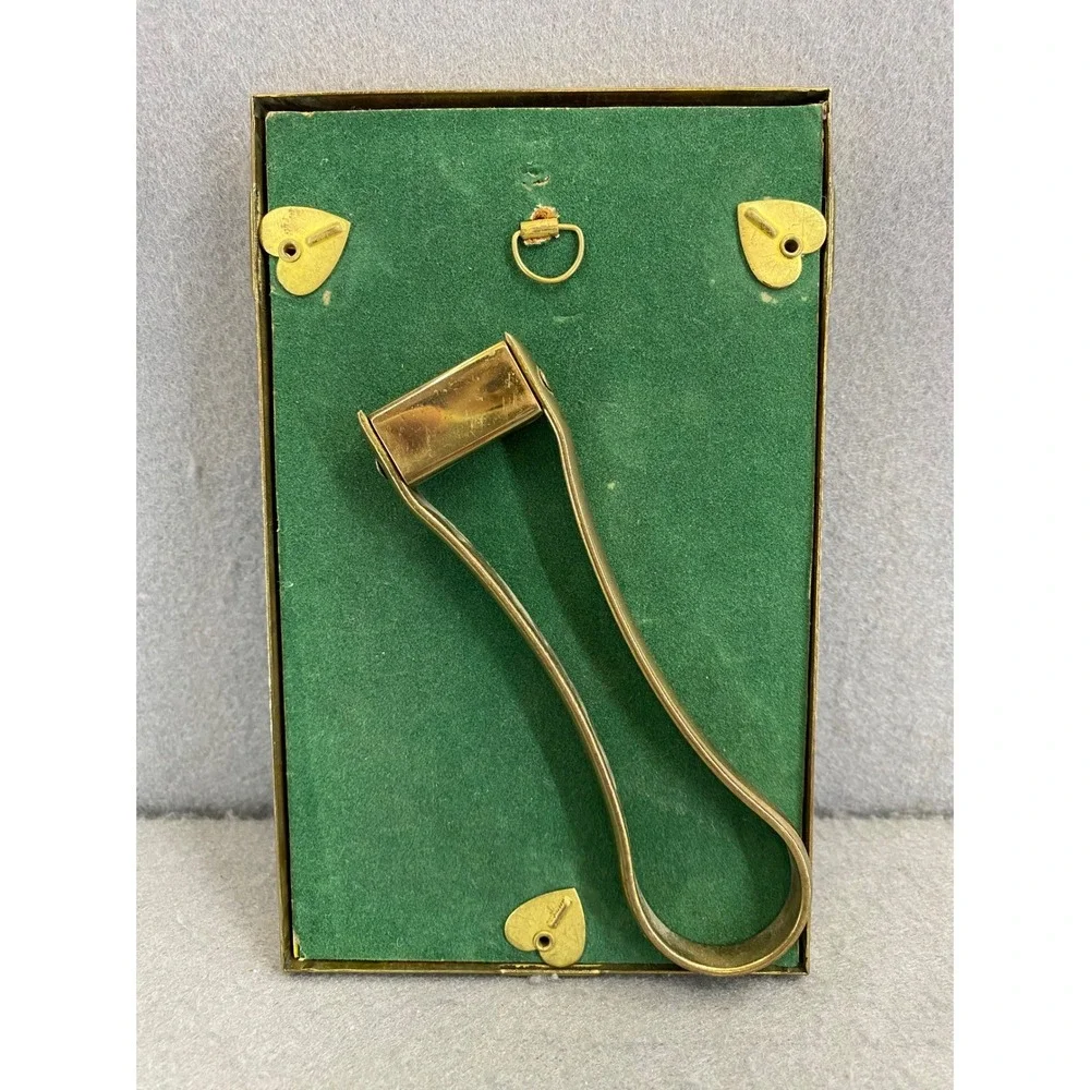 Vintage Solid Brass Oval Opening Picture Frame Rectangular 4.5